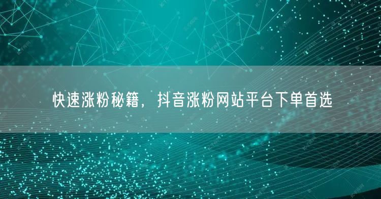 快速涨粉秘籍，抖音涨粉网站平台下单首选