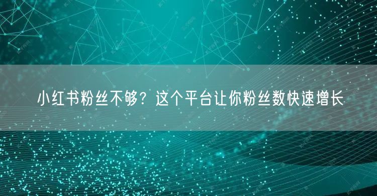 小红书粉丝不够？这个平台让你粉丝数快速增长