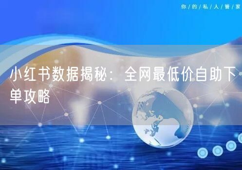 小红书数据揭秘：全网最低价自助下单攻略