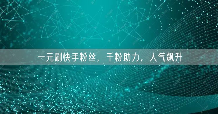 一元刷快手粉丝，千粉助力，人气飙升