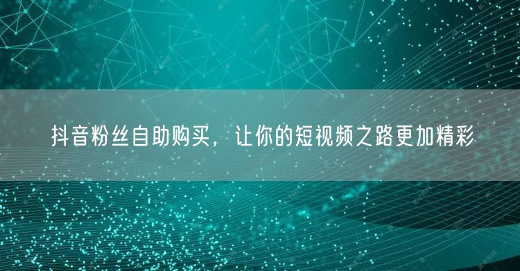 抖音粉丝自助购买，让你的短视频之路更加精彩