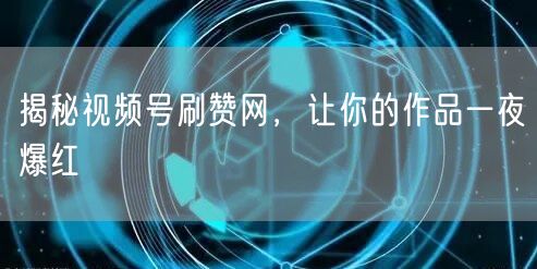 揭秘视频号刷赞网，让你的作品一夜爆红