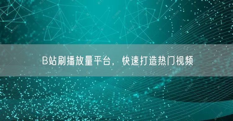 B站刷播放量平台，快速打造热门视频