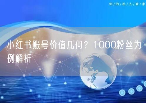小红书账号价值几何？1000粉丝为例解析