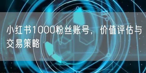 小红书1000粉丝账号，价值评估与交易策略
