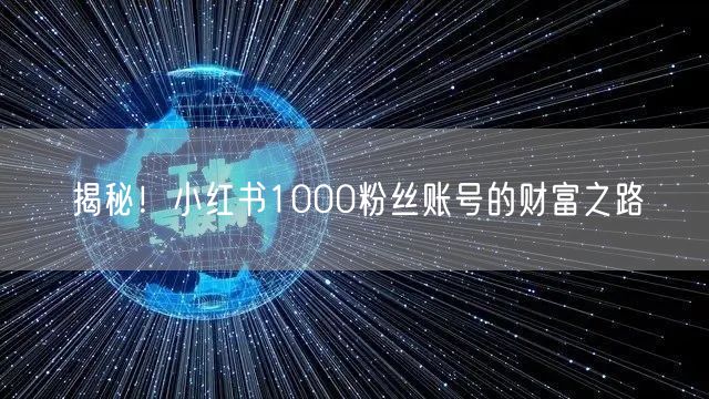 揭秘！小红书1000粉丝账号的财富之路